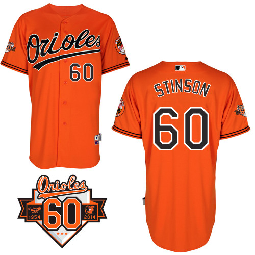 Josh Stinson #60 MLB Jersey-Baltimore Orioles Men's Authentic Alternate Orange Cool Base Baseball Jersey